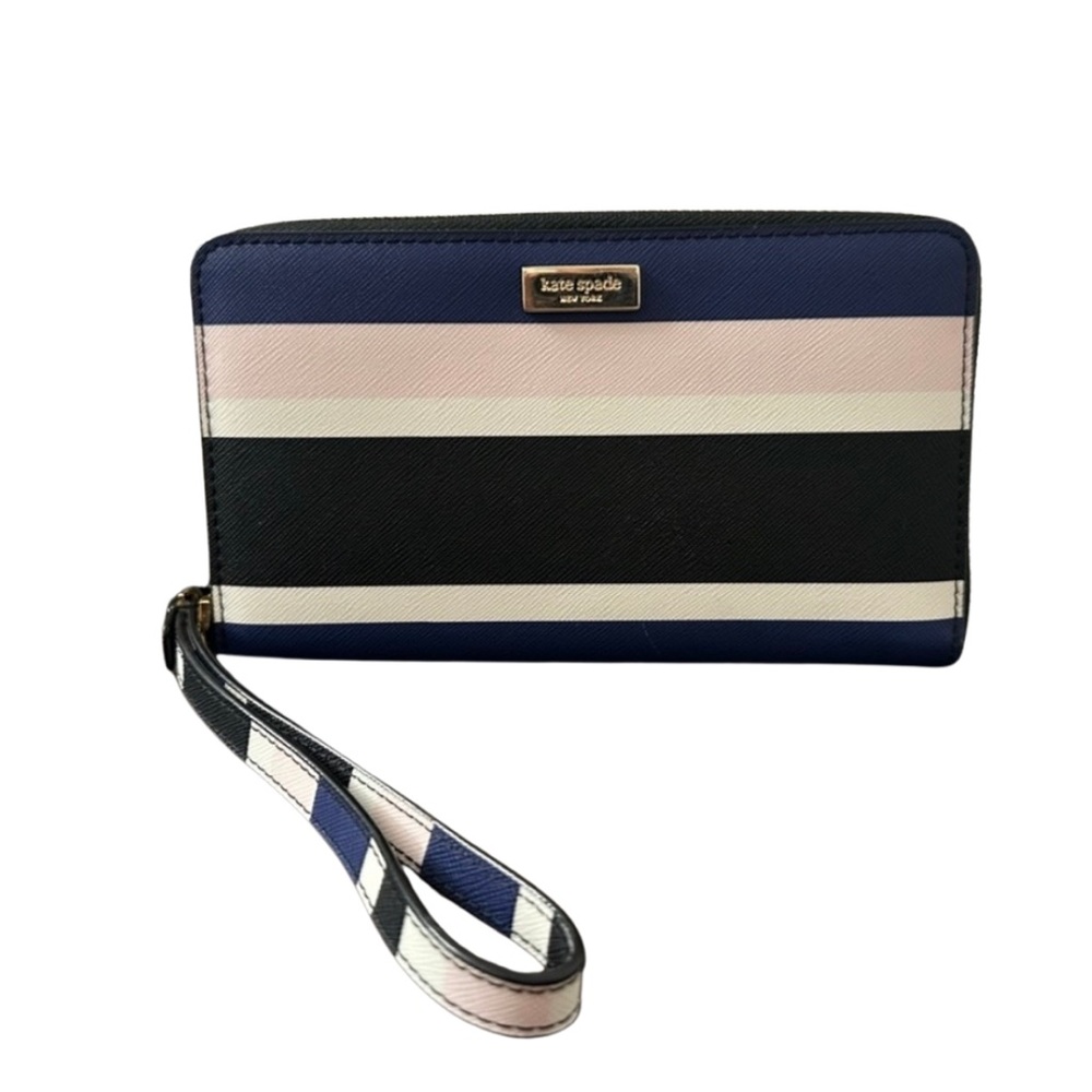 Kate Spade Blue and Black Striped Wallet